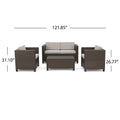 Puerta 4Pc Set Brown Rattan Waterproof Fabric