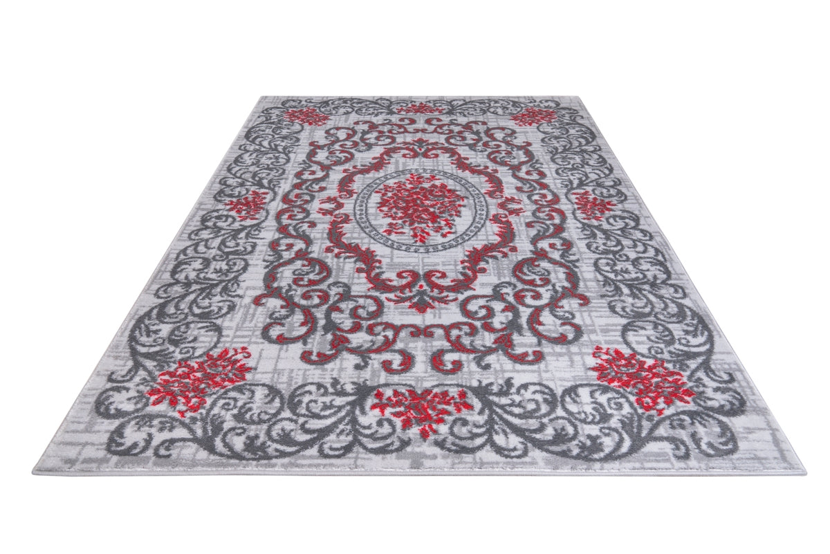 Jersey Area Rugs, Carpets For Livingroom, 7X10 Area Rugs ,3564 Grey Red Rectangle 8&10 Grey Red Contemporary Abstract Polypropylene