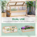 Outsunny Raised Garden Bed With Polycarbonate Greenhouse, Wooden Garden Cold Frame Greenhouse, Flower Planter Protection, 48