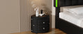 Elegant Pu Nightstand With 2 Drawers And Crystal Handle,Fully Assembled Except Legs&Handles,Storage Bedside Table Black Black Pu