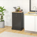Homcom Kitchen Tilt Out Trash Bin Cabinet Free Standing Recycling Cabinet Trash Can Holder With Drawer, Black Black Mdf