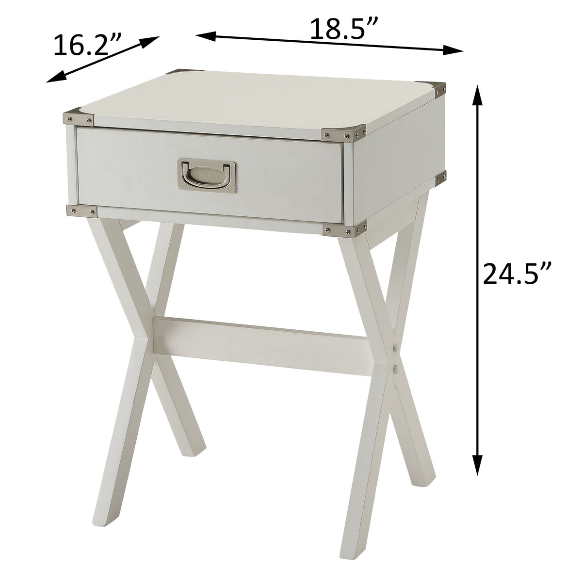 White 1 Drawer End Table White Primary Living Space Contemporary Drawers Rectangular Wood