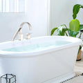 Waterfall Bathtub Faucet With Sprayer, 3 Hole Roman Tub Filler With Hand Shower Deck Mount Waterfall Tub Spout Set Brushed Nickel Stainless Steel