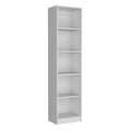 White 5 Shelf Slim Bookcase 5 White White Standard Horizontal Primary Living Space Closed Back Wood Wood