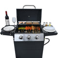 Propane Gas Grill 4 Burner Barbecue Grill, Stainless Steel 34,000 Btu Patio Garden Barbecue Grill With Two Shelves, Lid, Wheels And Bottle Opener Black Iron