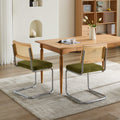 Mid Century Modern Dining Chairs Set Of 2, Velvet Accent Chairs With Natural Cane Back & Stainless Chrome Base, Famous Breuer Designed Chairs, Upholstered Rattan Kitchen Chairs,Olive Green Olive Green Dining Room Classic Dining Chairs Set Of 2 Foam
