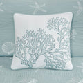 4 Piece Cotton Reversible Embroidered Quilt Set With Throw Pillow Aqua Full Queen Full Aqua Cotton