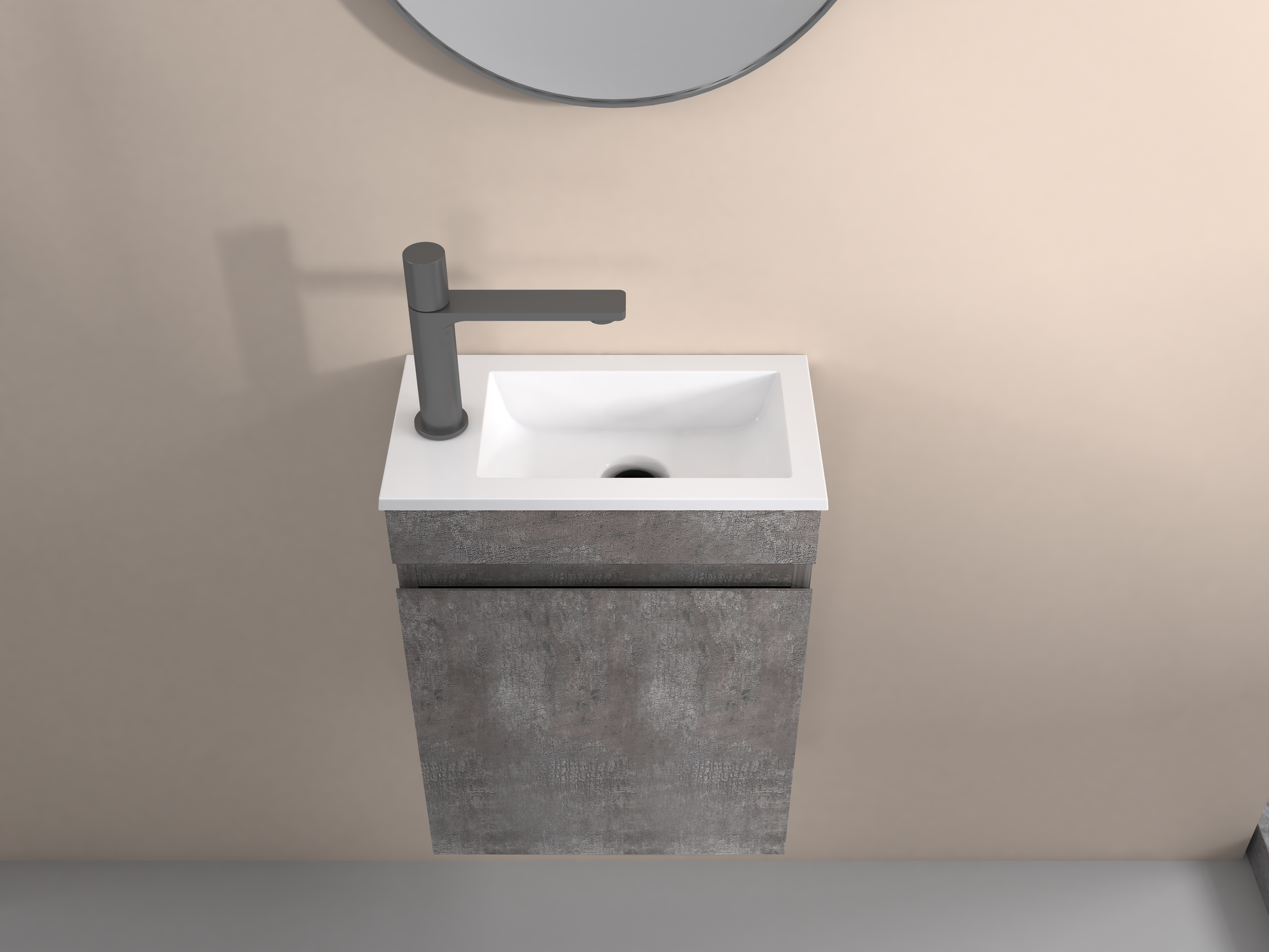 16" Floating Bathroom Vanity With Sink, Wall Mounted Small Bathroom Storage Vanity Cabinet With Resin Top Basin And Soft Close Doors, Dark Birch 24V11 16Db Grey Bathroom Plywood