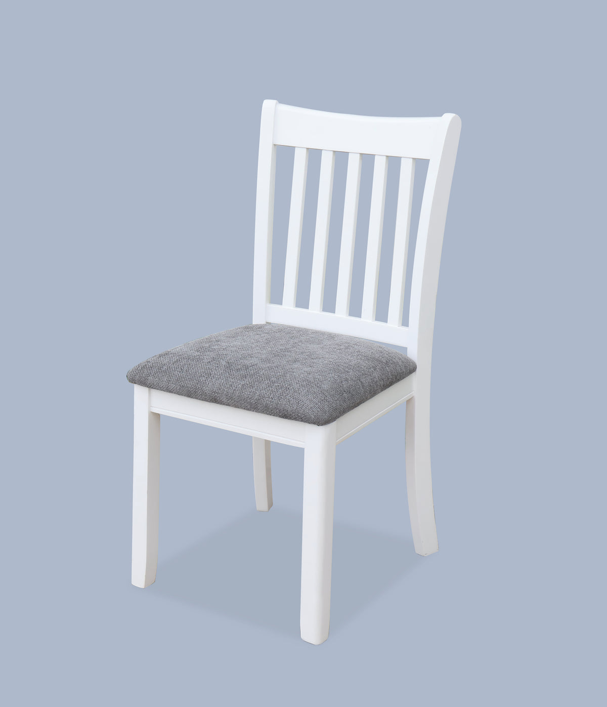 Agody Dining Room Furniture White Finish Set Of 2 Seating Chairs Cushion With Grey Color Seats Wooden Back Kitchen Breakfast Chairs, Dining Chair Solid White Dining Room Rubberwood Slat Back