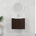 24 Inch Bathroom Cabinet With Resin Sink,Soft Close Doors,Float Mounting Design, For Small Bathroom Silver Brown Stripe Bathroom Modern Plywood Plywood