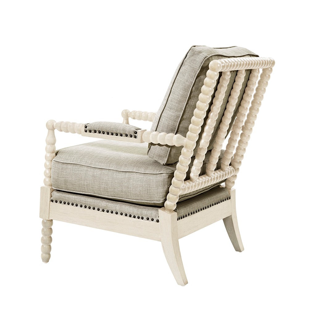 Accent Arm Chair Light Grey Wood Fabric
