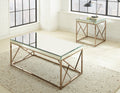 Evelyn 3 Piece Occasional Table Set Gold Gold Iron