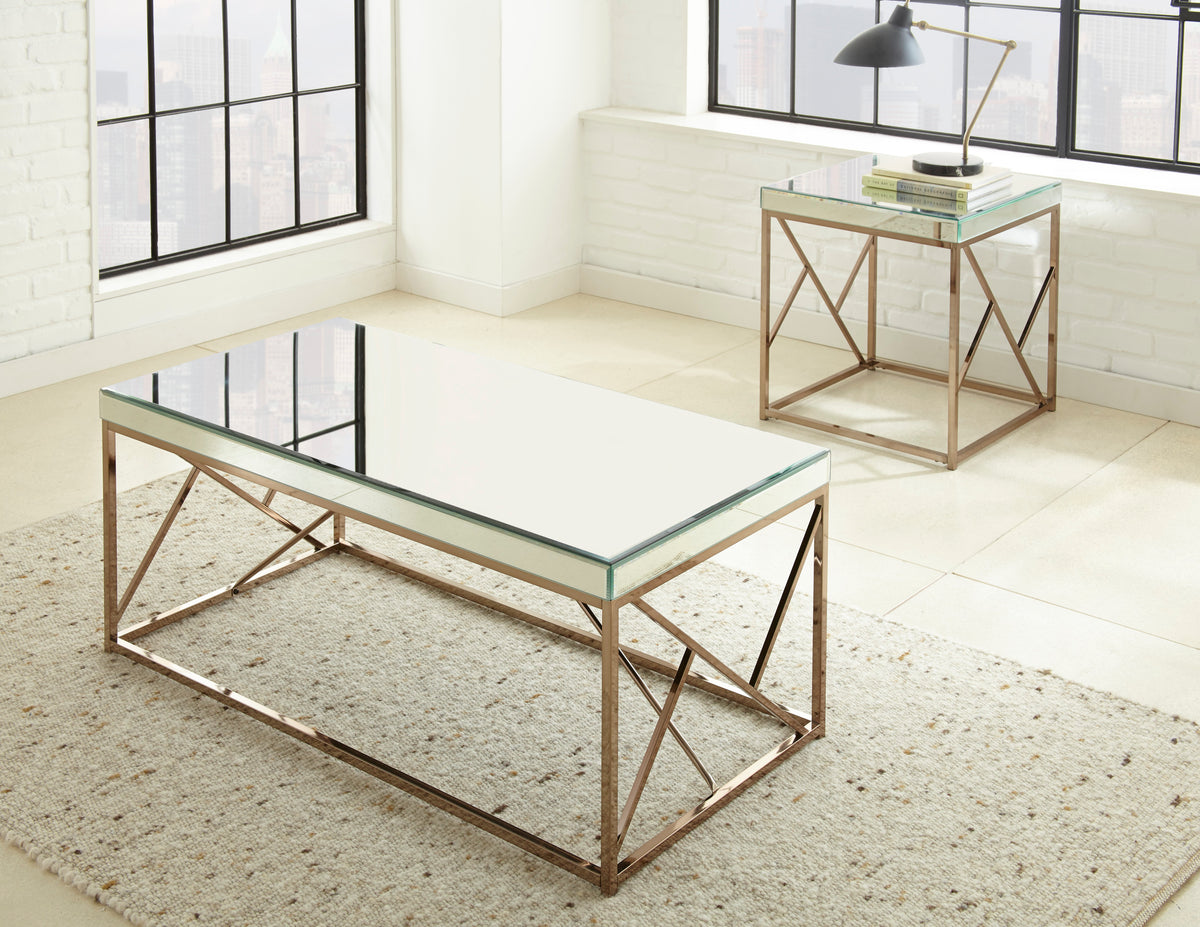 Evelyn 3 Piece Occasional Table Set Gold Gold Iron