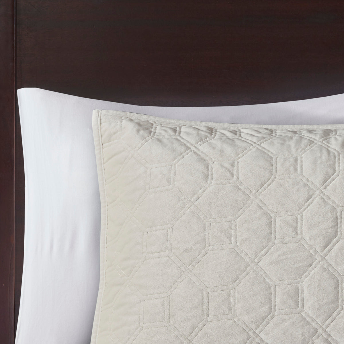 3 Piece Velvet Quilt Set Ivory King Cal King King Ivory Cotton