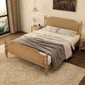 Traditional Style Rattan King Size Bed Frame,No Box Spring Needed,Antique Walnut Box Spring Not Required King Walnut Wood Bedroom Traditional,Vintage Bed Frame Wood