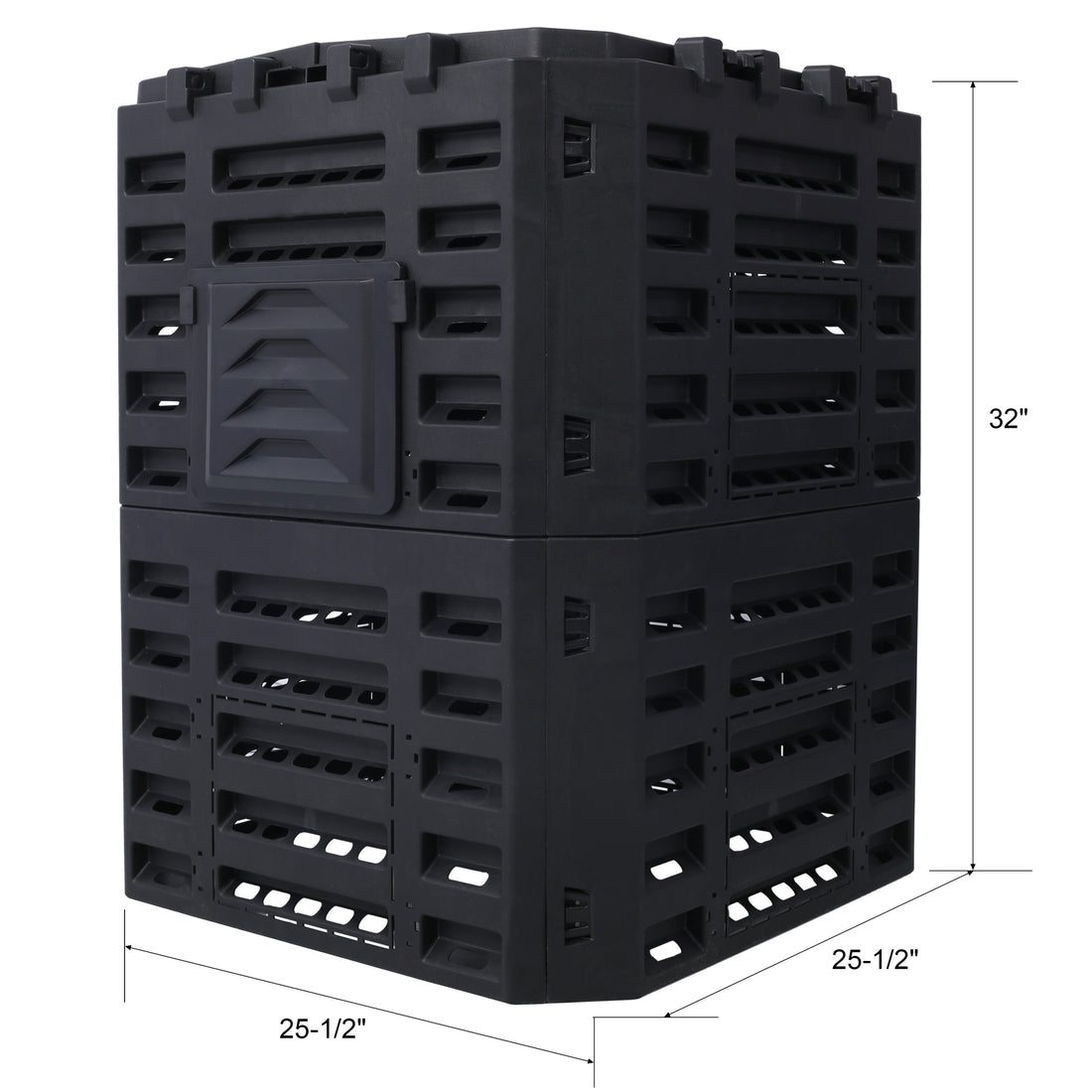 Garden Composter Bin Made From Recycled Plastic 90 Gallons 340Liter Large Compost Bin Create Fertile Soil With Easy Assembly, Lightweight, Aerating Outdoor Compost Box Black Plastic