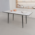 An Expandable Dining Table Set For 2 6 People, Equipped With A C Shaped Tubular Cushioned Armless Dining Chair And An Elegant And Spacious Dining Table Kitchen Table And Chair Set, With Metal Legs Grey White Mdf