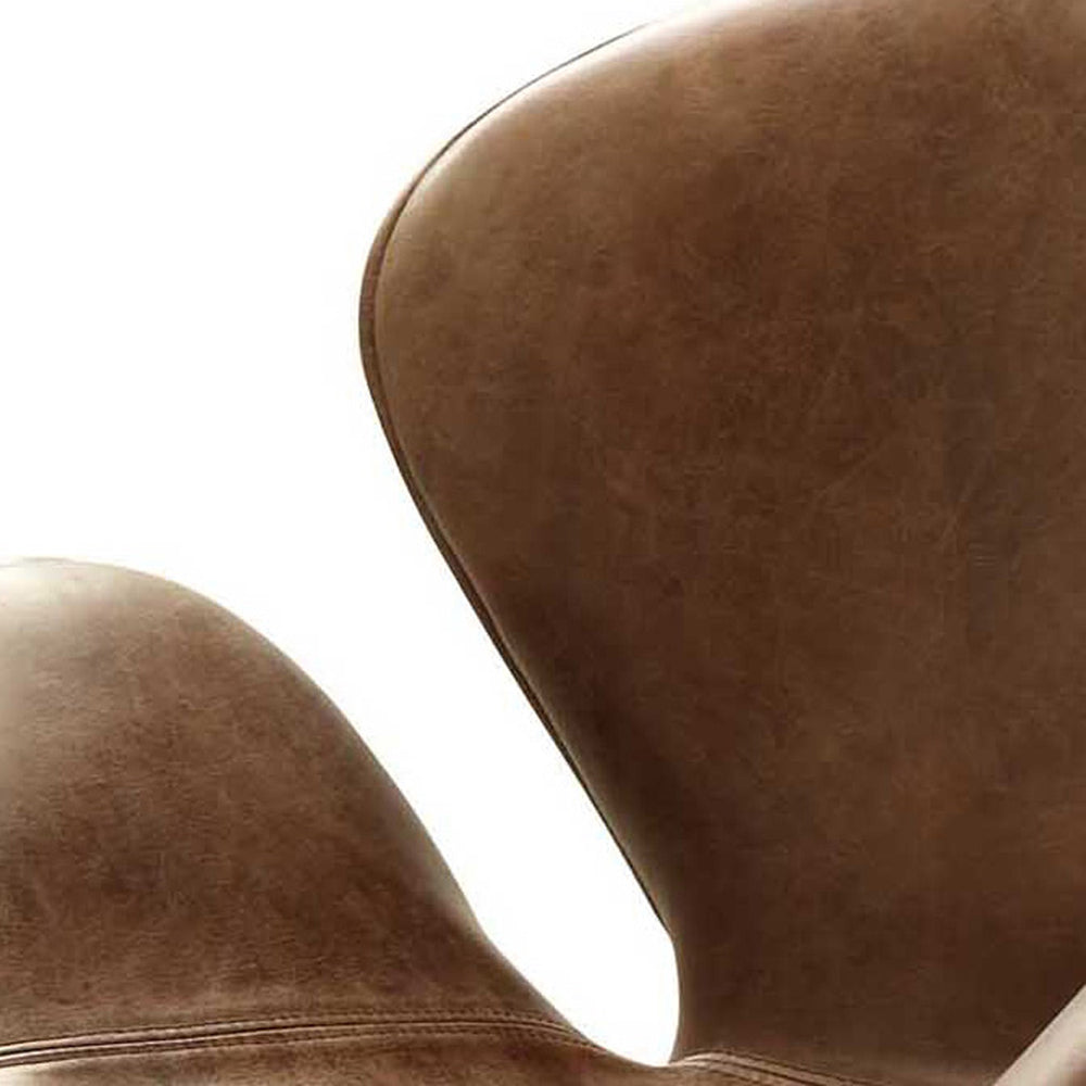 Retro Brown And Chrome Accent Chair With Padded Cushion Brown Primary Living Space Vintage Leather