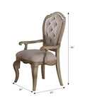 Beige And Antique Taupe Arm Chair With Button Tufted Set Of 2 Solid Beige Dining Room Arm Chair Tufted Back Set Of 2 Wood Fabric