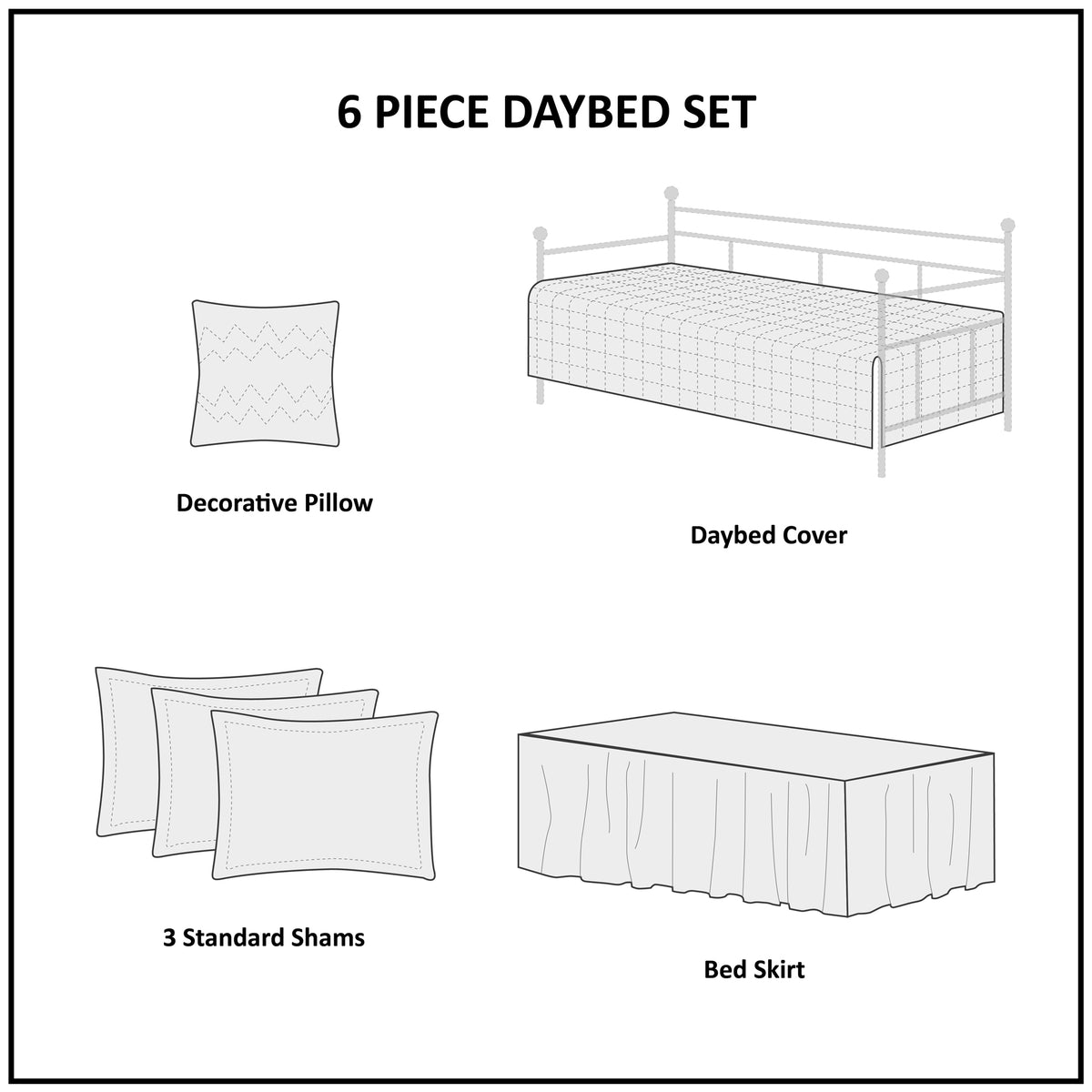 6 Piece Cotton Daybed Cover Set Khaki Daybed Khaki Polyester