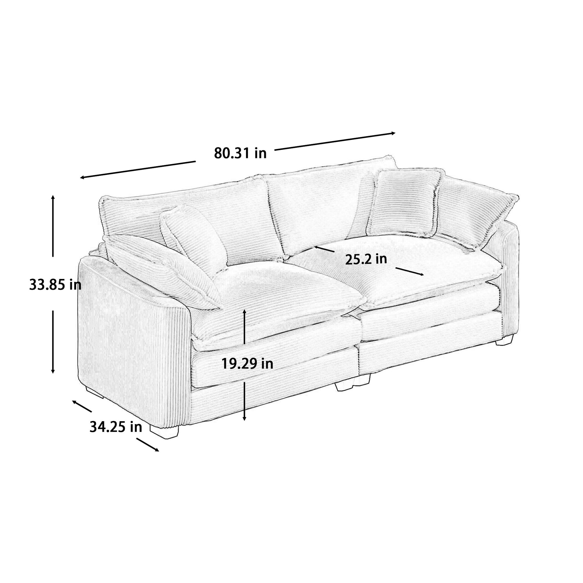 3 Piece Sectional Sofa Oversized Sectional Sofa Comfortable Sectional Sofaone Single Sectional Sofa, One 2 Seater Sofas, One 3 Seater Sofas Green Corduroy Deep Seat Sofa Green Corduroy 6 Seat