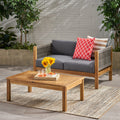 Laurel Outdoor 4 Seater Chat Set Seat & Coffee Table & Club Chair Teak Acacia Wood