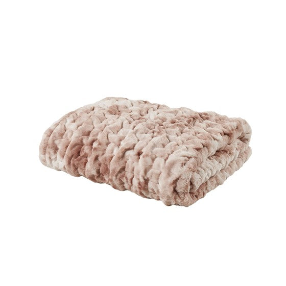 Ruched Faux Fur Throw Multicolor Faux Fur