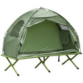 Outsunny Camping Tent Cot, Single Person Folding Cot Combo, Off Ground Tent, Covered Outdoor Bed With Carry Bag For Hiking, Camping Green Polyester