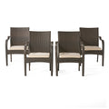 Outdoor Wicker Chairs, 56225.00Chrbrn Kd, 4Pcs Brown Resin