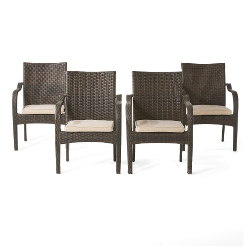 Outdoor Wicker Chairs, 56225.00Chrbrn Kd, 4Pcs Brown Resin