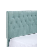 Luma Blue Twin Upholstered Bed Twin Blue Foam Solid Wood