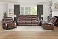 Luxurious Living Room Furniture Brown Diamond Pattern Stitching 1Pc Power Double Reclining Sofa With Center Drop Down Cup Holders, Usb Ports,Faux Leather Upholstery Brown Faux Leather Wood Primary Living Space Luxury,Modern Solid Wood 3 Seat