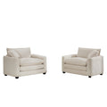 Luxurious And Sophisticated Deep Seated Sofa Set With Two Single Sofas In Light Beige Corduroy Fabric, Set Of 2 Accent Chair For Living Room Beige Corduroy 2 Seat