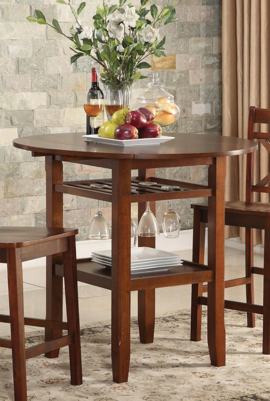 Tartys Cherry Finish Counter Height Table Cherry Synthetic Wood