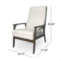 Mid Century Modern Upholstered Accent Chair, Snow White Faux Leather White Espresso Primary Living Space Rubberwood Foam Faux Leather