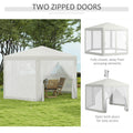 Outsunny 13' X 11' Outdoor Party Tent, Hexagon Sun Shade Shelter Canopy With Protective Mesh Screen Sidewalls, Ropes & Stakes, Cream White White Steel