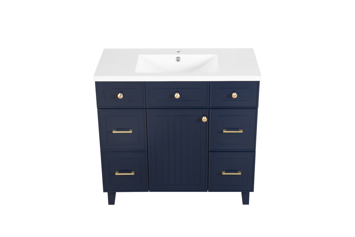 36" Bathroom Cabinet Only, Without Basin, 23V07 36Nb Navy Blue Mdf