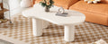 44'' X 25.9'' Easy Assembly Cloud Coffee Table With 1.5'' Thick Tabletop, Cream Style Irregular End Table With 3 Sturdy Legs, Sleek Center Table With Round Edge For Living Room, White White Mdf