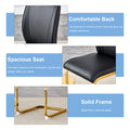 Luxury Simple Arch Chair Set Of 2 Black Pu Material High Resilience Dining Chair With Arched Metal Gold Leg. Black Gold Set Of 2 Metal,Pu