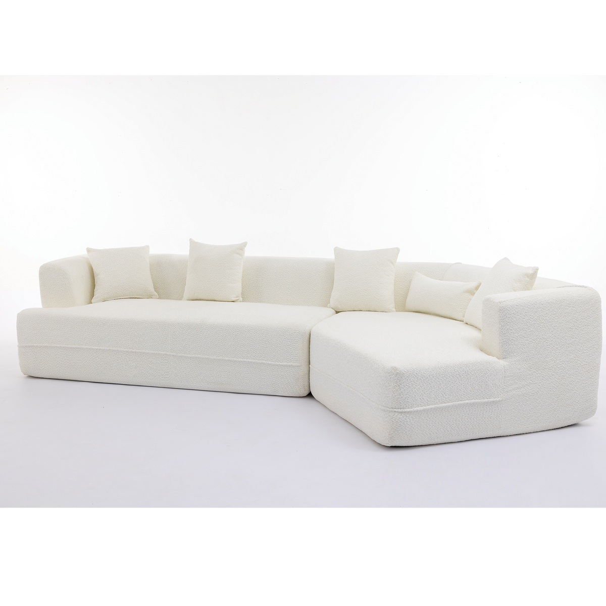 And Upgraded Extended Edition Modular Sofamodern Minimalist Style Sofa, Upholsteredfree Combination, Round Fiber Fabric, Anti Wrinkle Fabric,Dimension Exten, Creamy White Creamy White Polyester Primary Living Space Medium Soft Tight Back Modern Flared