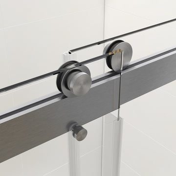 Top Rail Only, Stainless Steel Top Track With Buffer For Shower Door, 24D02P01 T60Bnx Brushed Nickel Stainless Steel