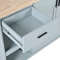 K&K Kitchen Island With Foldable Counter Top, Kitchen Storage Cart With Slide Out Shelf, Towel Rack And Drawer, Rolling Kitchen Cart On Wheels, For Kitchen, Living Room, Dining Room, Grey Blue Grey Blue Brown Kitchen Classic,Farmhouse,Luxury,Modern