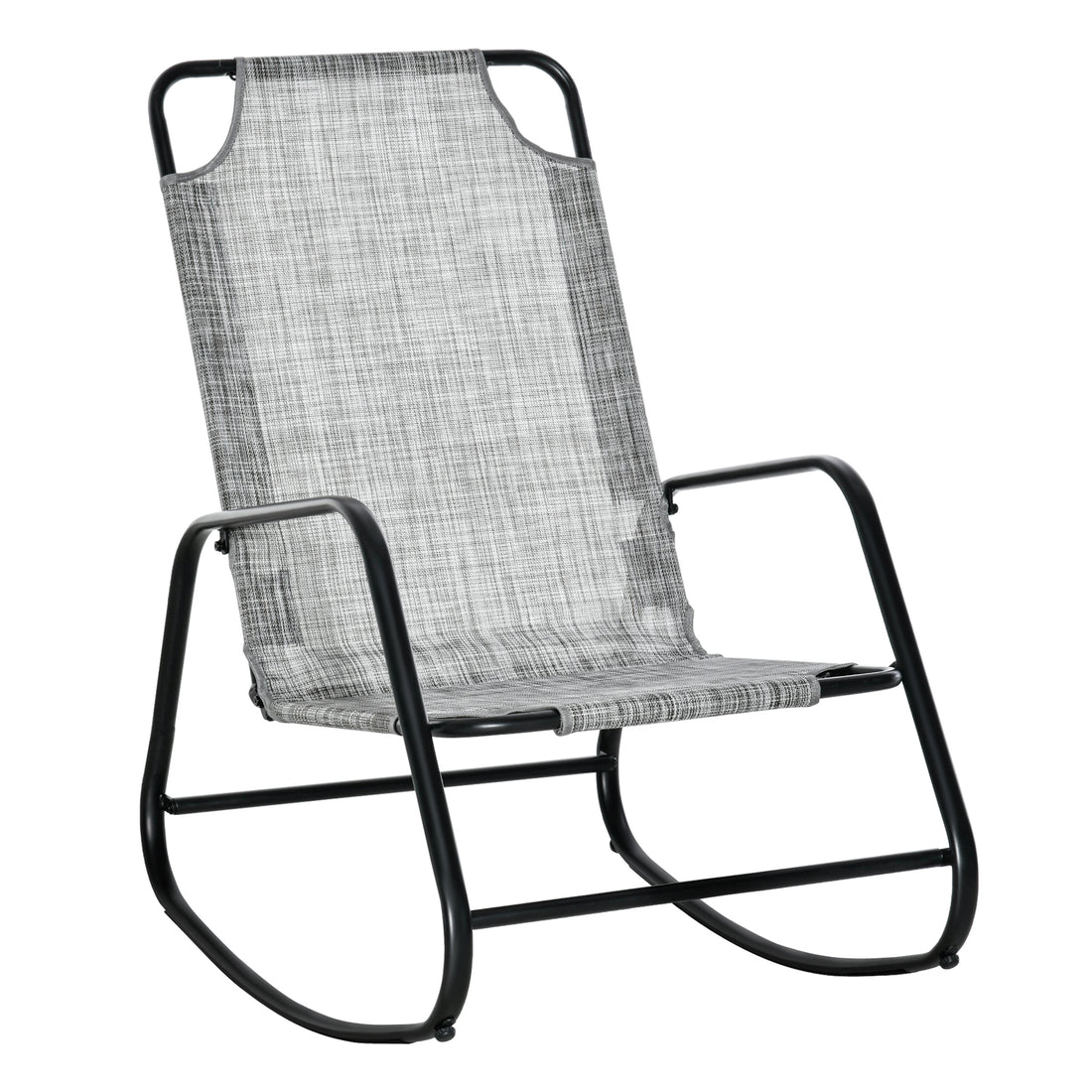 Outsunny Garden Rocking Chair, Outdoor Indoor Sling Fabric Rocker For Patio, Balcony, Porch, Grey Gray Steel