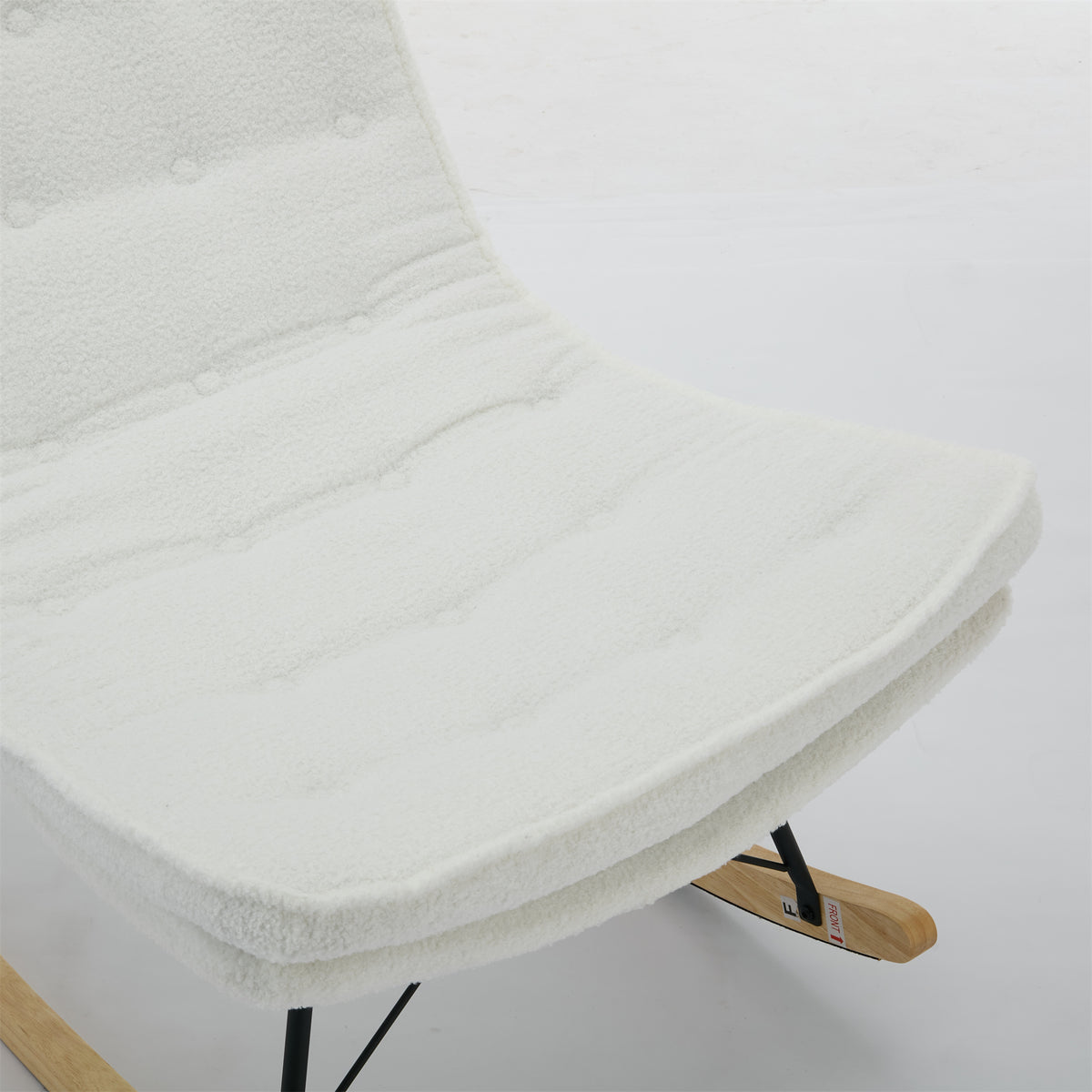 Lazy Rocking Chair,Comfortable Lounge Chair With Wide Backrest And Seat Wood Base, Upholstered Armless Rocker Chair For Living Room, Balcony,Bedroom And Patio Porch. White Cushion Iron White Primary Living Space Sponge Square Casual Rocking Chairs