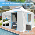 10'X12' Gazebo Cover For Hardtop Gazebos, Outdoor Universal Winter Gazebo Cover With Sidewalls And Mesh Windows, All Season Waterproof Enclosed Gazebo Cover, White White Polypropylene