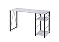 Vadna Antique White & Black Finish Writing Desk Antique White,Black Metal,Synthetic Wood