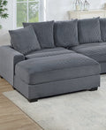 Living Room Furniture 1Pc Ottoman Dark Gray Corduroy Soft Cushion Cocktail Ottoman Wood Legs Dark Gray Primary Living Space Grey Contemporary,Modern Rectangle Corduroy