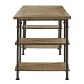 Vintage Industrial 1Pc Writing Desk With 4 Open Shelves Rustic Poplar Finish Solid Wood And Metal Furniture Modern Design Office Table Black Writting Desk Industrial,Modern,Vintage Shelves Rectangular Metal,Solid Wood