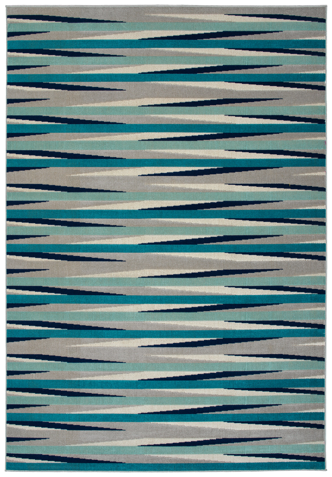 Modern, Geometric, Geometric, Kids, Textured Cut Pile 2'2" X 7'6" Runner Blue Polypropylene
