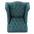 Upholstered Wingback Chair Teal Fabric